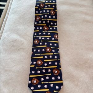 Baseball-Themed Tie in Navy and Brown NWT